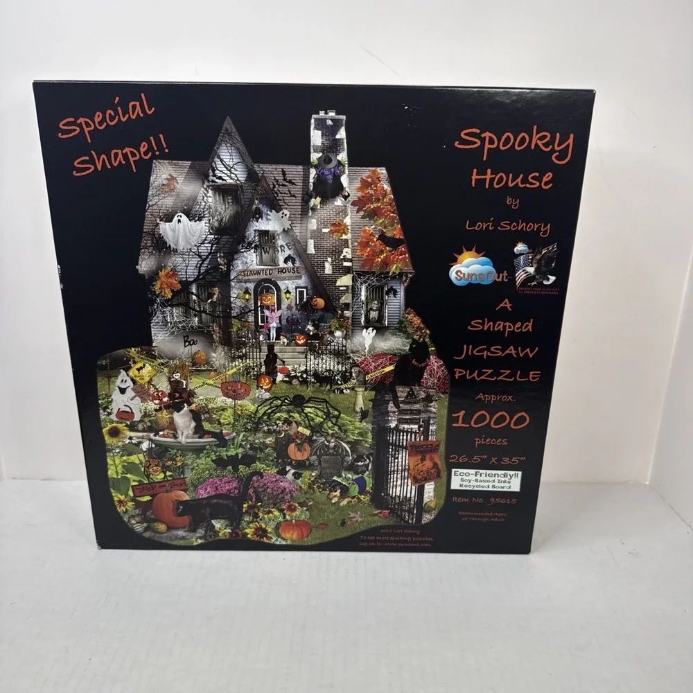 NEW Sealed Spooky House Puzzle SunsOut Lori Schory Halloween Shaped 1000 Pc